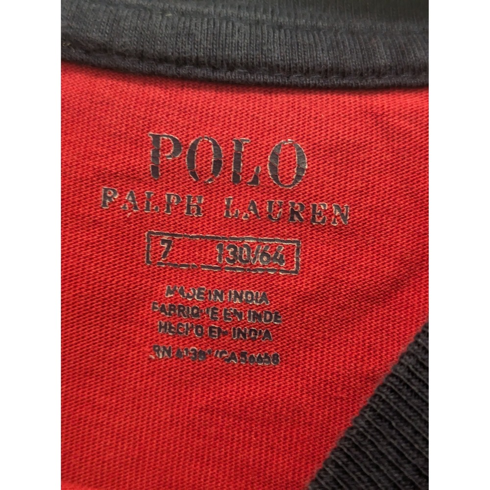 Polo Ralph Lauren Red Navy Raglan Shirt Youth‎ XL 18/20 Long Sleeve Logo Tee - Picture 3 of 4